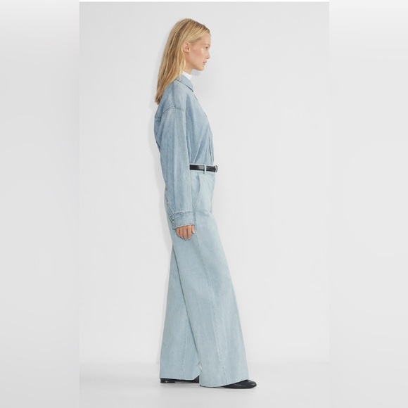 Aritzia Babaton Meetup Wide Leg Beach Blue Denim Pants 4 - Picture 3 of 9